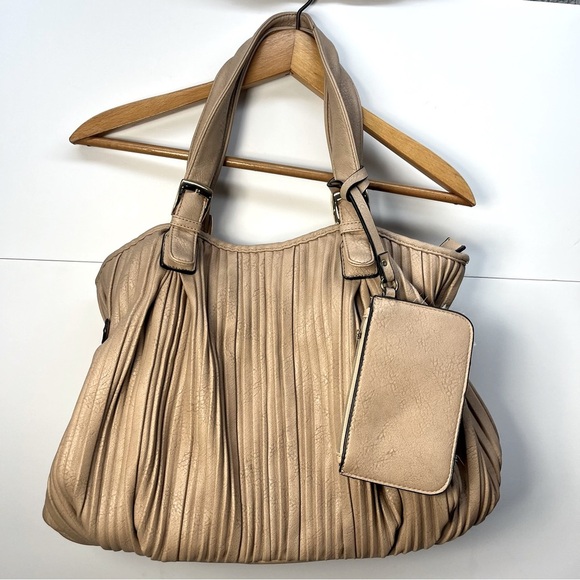 Black Rivet Cream Oversized Hobo Shoulder Bag W/Matching Wallet Boho Everyday - Picture 1 of 10